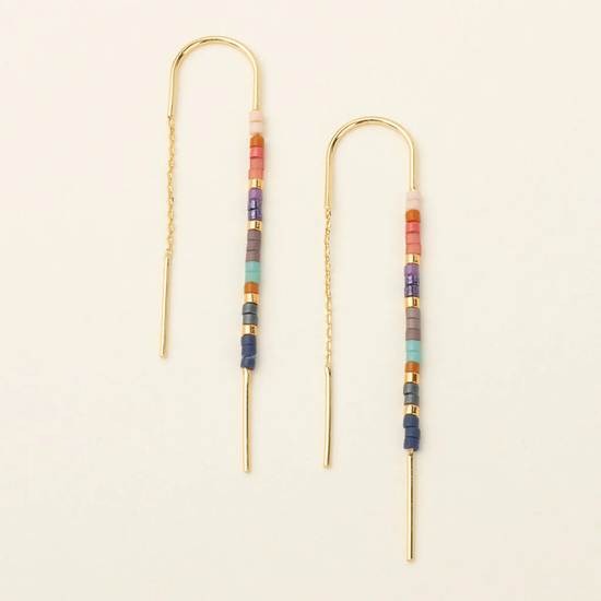 MD003 Chromacolor Miyuki Thread Earring / Dark Multi / Gold