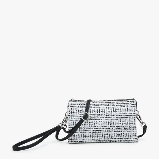 Load image into Gallery viewer, Riley Crossbody Wristlet Tweed White
