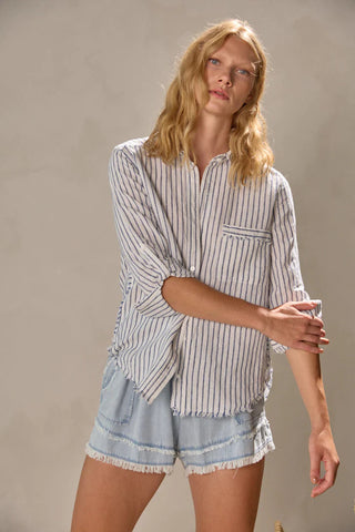 Averi Off-White Navy Stripe Top