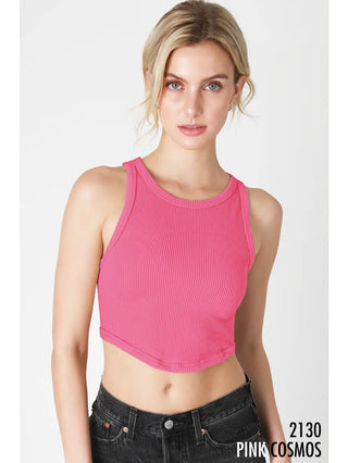 Curved Hem Crew Neck Crop Top