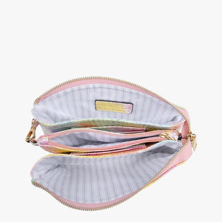 Riley Lizard Crossbody Wristlet Tan