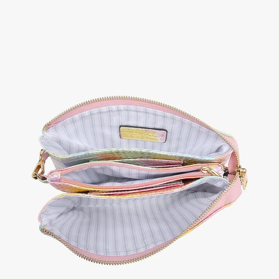 Riley Lizard Crossbody Wristlet Tan