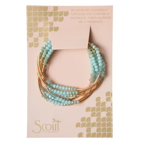 BR016 Wrap Bracelet / Necklace Turquiose Combo Gold