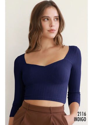 Sweetheart 3/4 Sleeve Crop Top