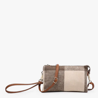 Riley Crossbody Wristlet Plaid Brown/Taupe