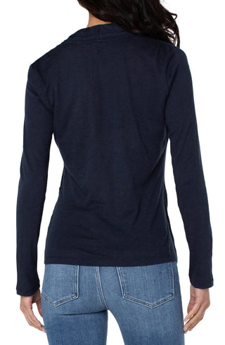 Wrap Front Slub Knit Long Sleeve