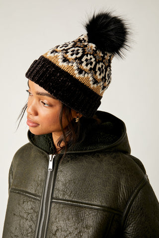 Chalet Fairisle Pom Beanie Black Combo