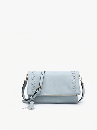 Isadora Distressed Whipstitch Crossbody Dusty Blue