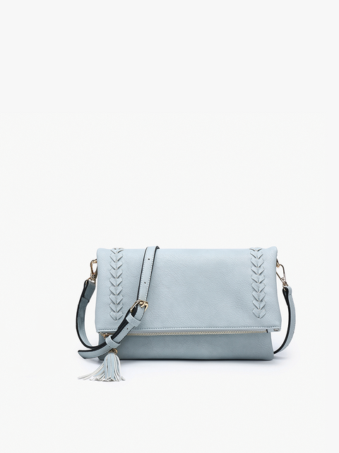 Isadora Distressed Whipstitch Crossbody Dusty Blue