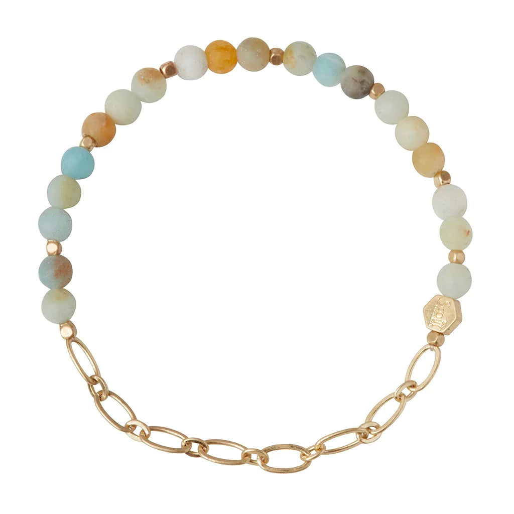SQ005 Mini Stone & Chain Bracelet Amazonite Gold – 3 Graces