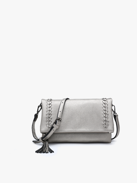 Isadora Distressed Whipstitch Crossbody Gunmetal