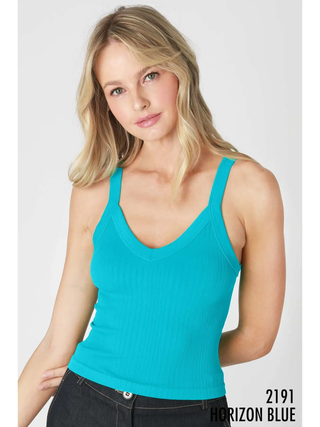 Deep V-Neck Ribbed Top