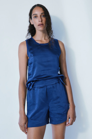 Sienna Satin Top / Navy
