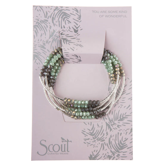 BR035 Wrap Bracelet / Necklace Iced Mint Combo / Silver