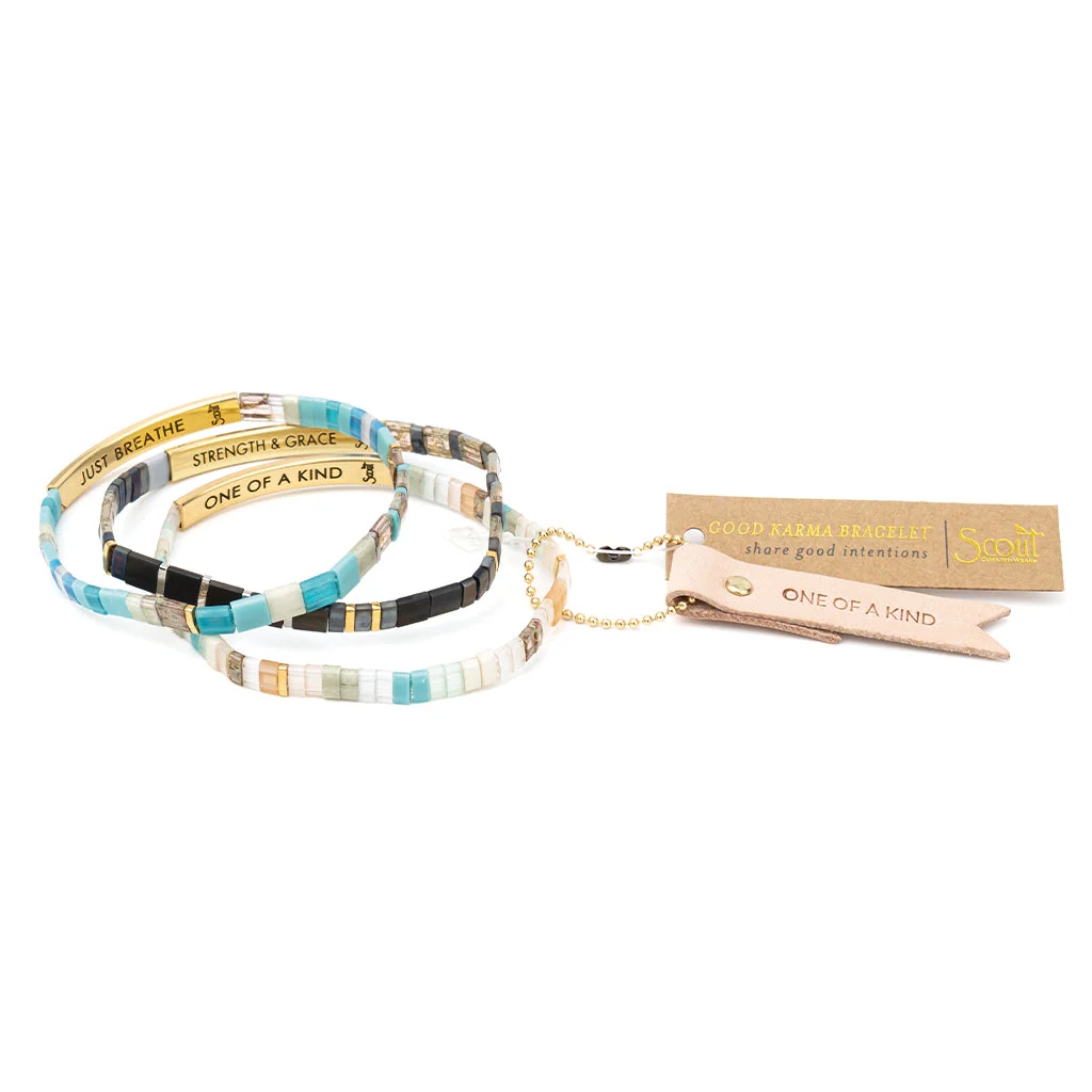 GK024 Good Karma Bracelet Mint / Peach / Gold