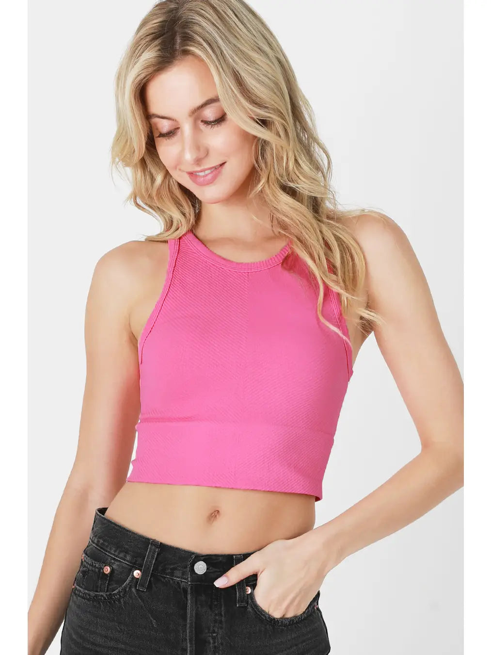 Load image into Gallery viewer, Chevron High Neck Crop Top
