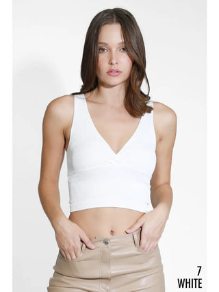 Surplice Ribbed Crop Top