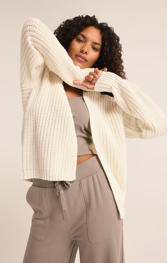 Sutton Rib Cardigan / Sea Salt