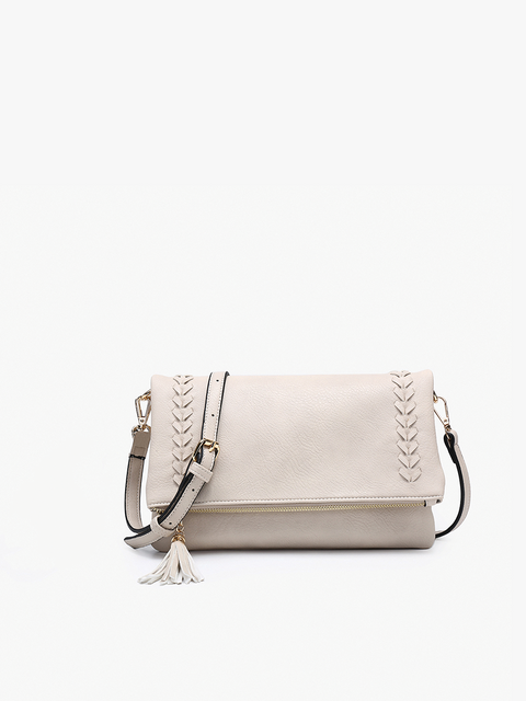 Isadora Distressed Whipstitch Crossbody Bone