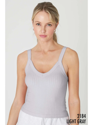 Deep V-Neck Ribbed Top