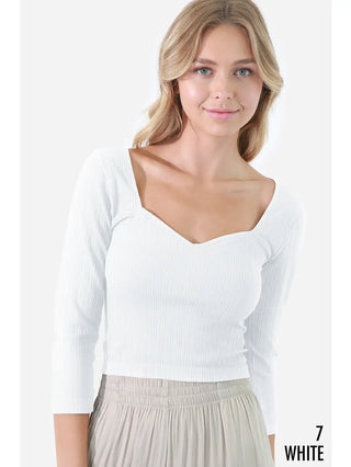Sweetheart 3/4 Sleeve Crop Top