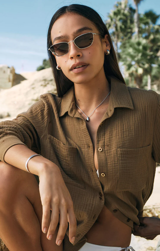 Catwalk Polarized Sunglasses / Silver Brown Gradient