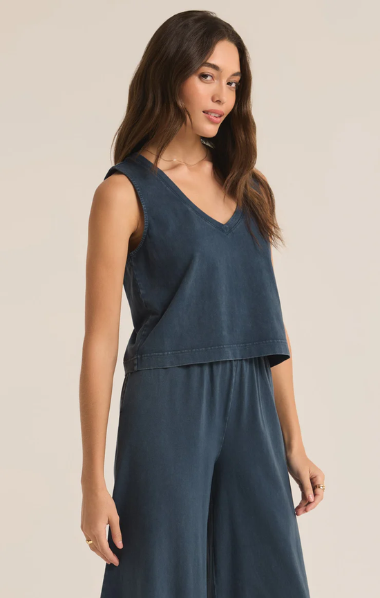 Sloane V Neck Top / Midnight Navy