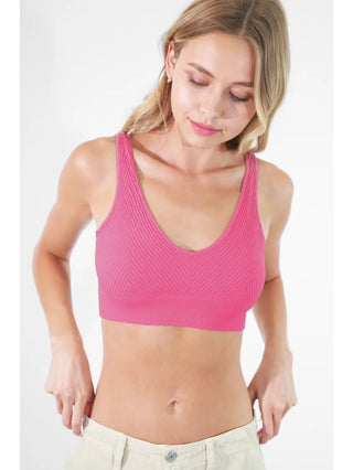 Reversible Chevron Bra in the color Pink Cosmos