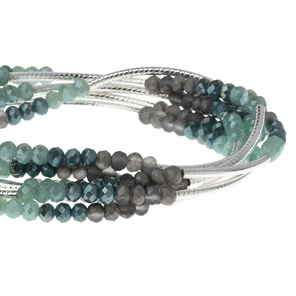 BR049 Wrap Bracelet / Necklace Marine / Silver