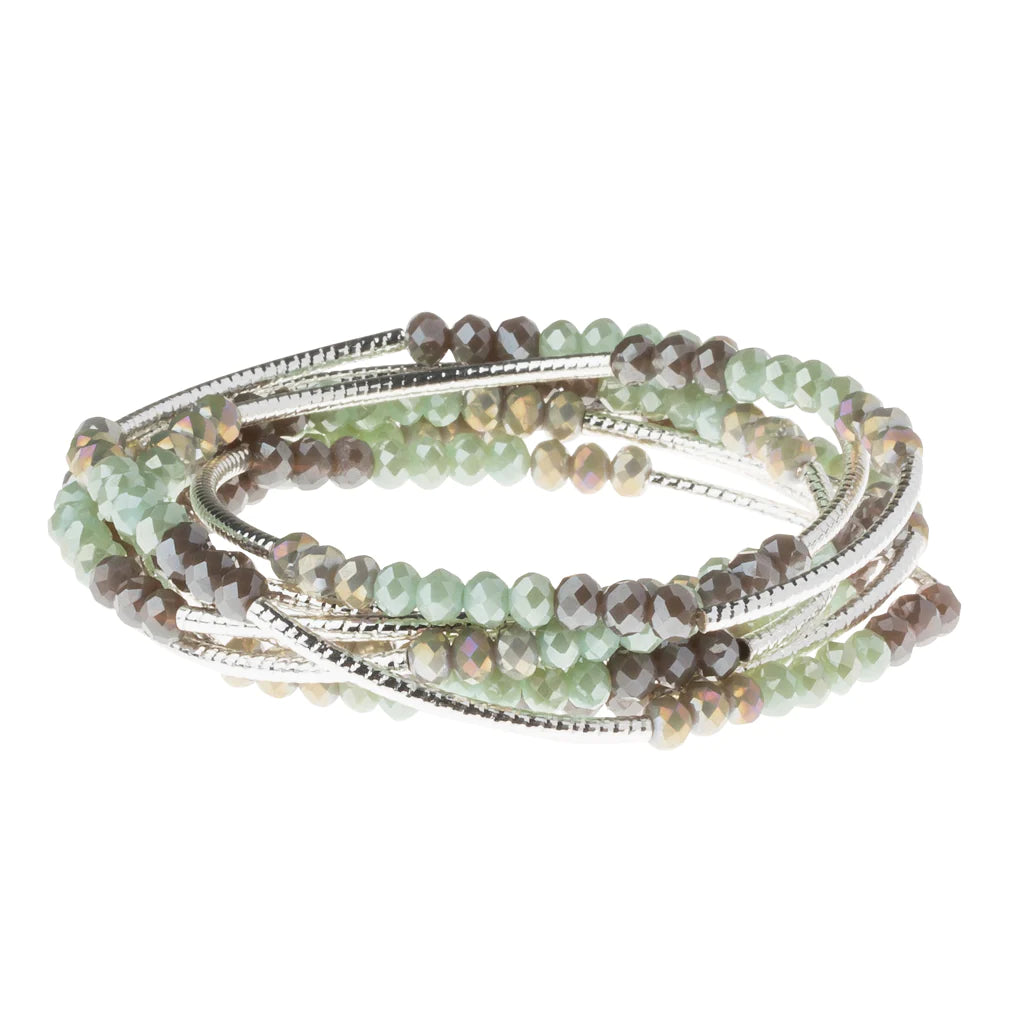 Load image into Gallery viewer, BR035 Wrap Bracelet / Necklace Iced Mint Combo / Silver
