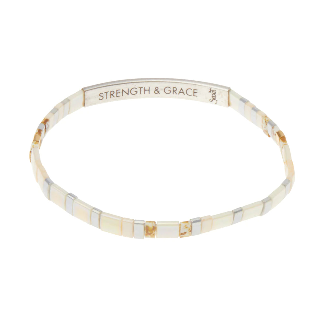 GK010 Good Karma Bracelet Ivory / Silver