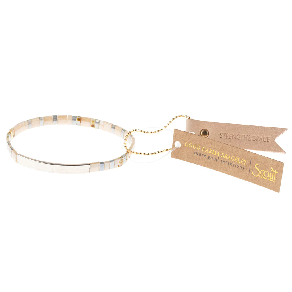 GK010 Good Karma Bracelet Ivory / Silver