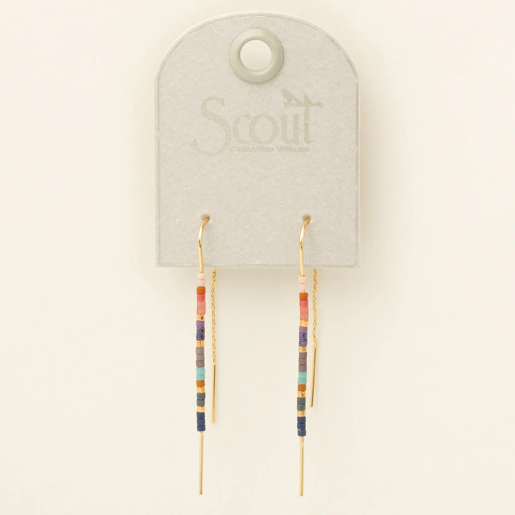 MD003 Chromacolor Miyuki Thread Earring / Dark Multi / Gold