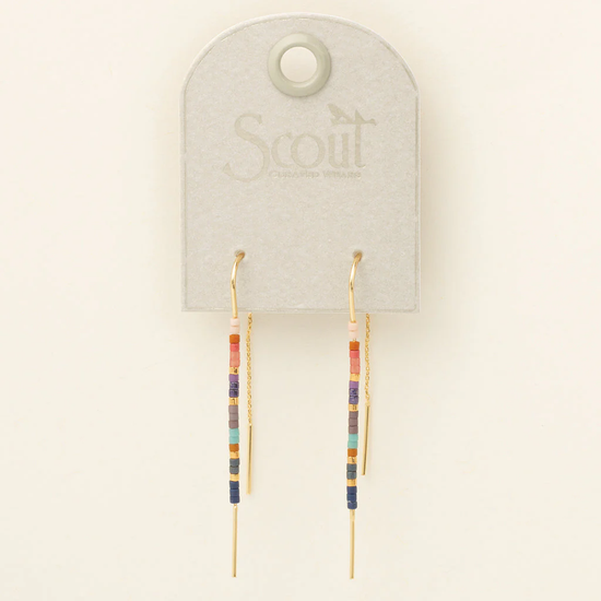 MD003 Chromacolor Miyuki Thread Earring / Dark Multi / Gold