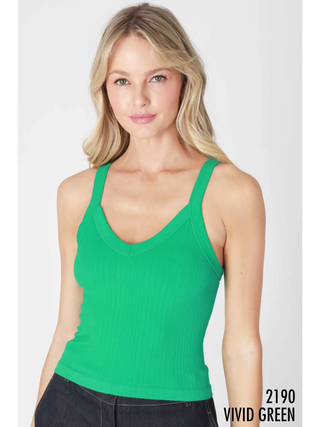 Deep V-Neck Ribbed Top