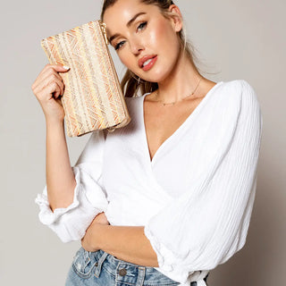 Riley Woven Straw Crossbody Wallet