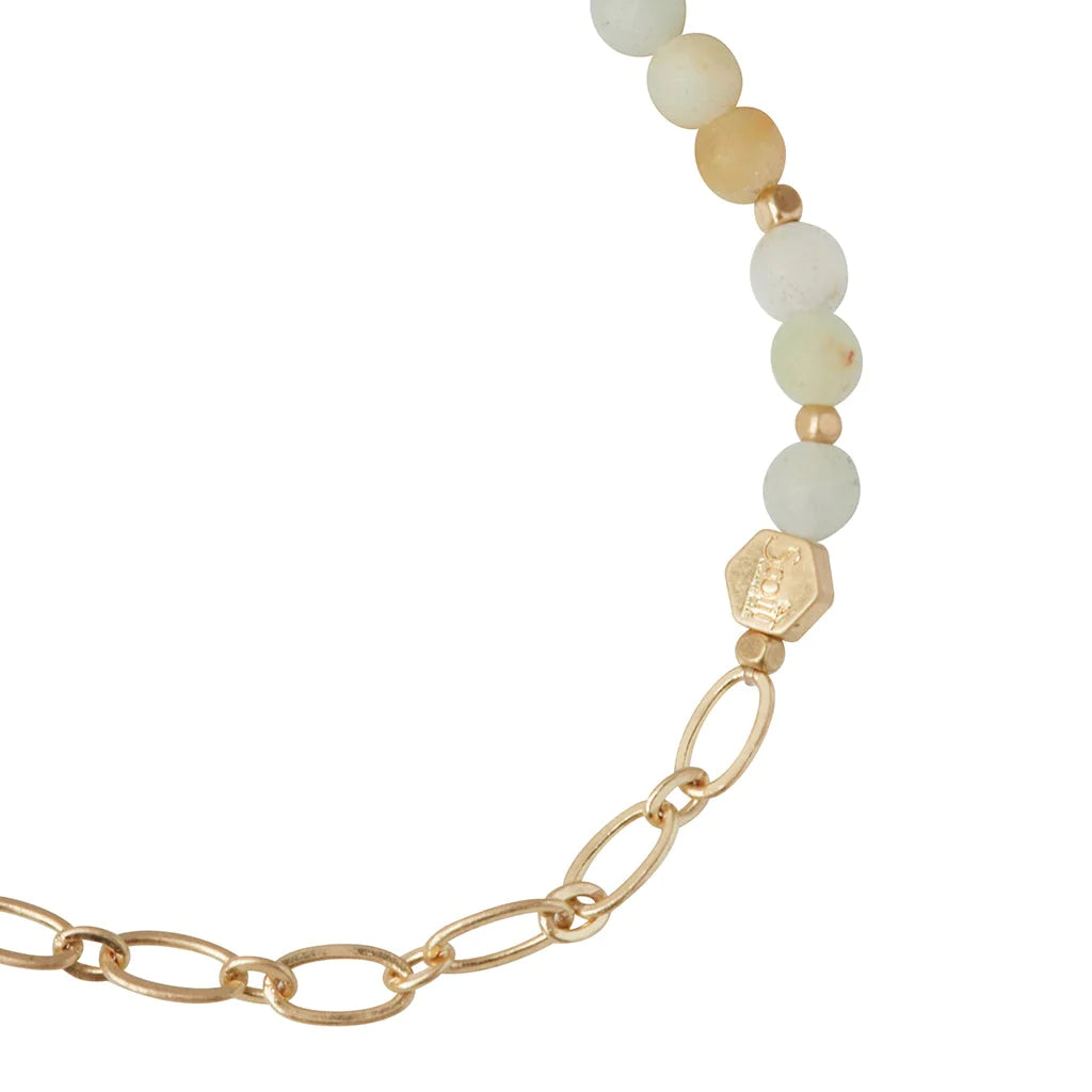 Load image into Gallery viewer, SQ005 Mini Stone &amp;amp; Chain Bracelet Amazonite Gold
