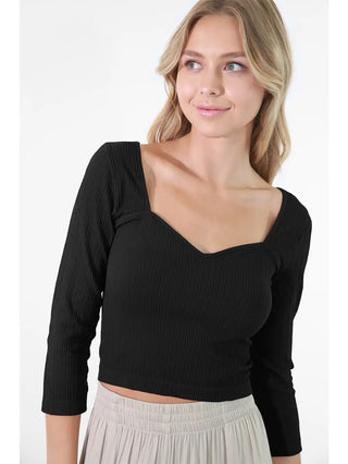 Sweetheart 3/4 Sleeve Crop Top