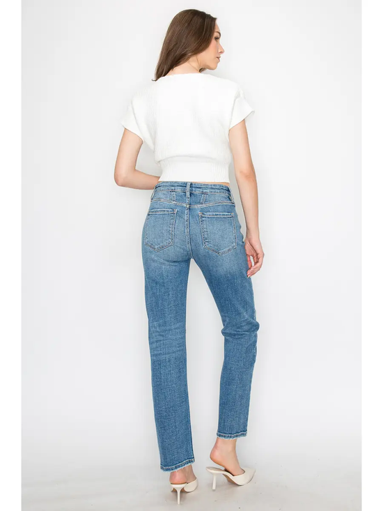 Western Detailing High Rise Straight Leg Jeans