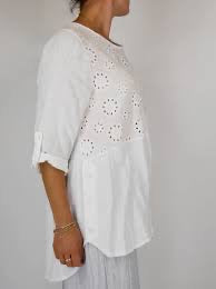 White Lace Front Linen Shirt