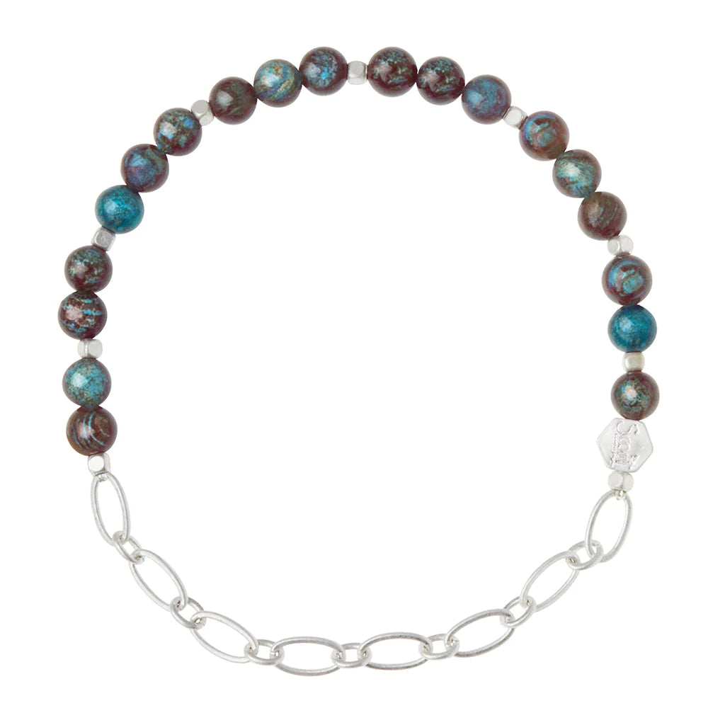 Load image into Gallery viewer, SQ001 Mini Stone &amp;amp; Chain Bracelet Blue Sky
