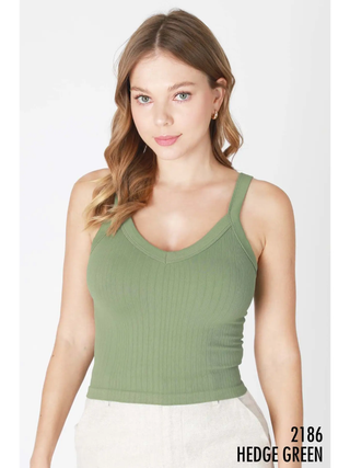 Deep V-Neck Ribbed Top