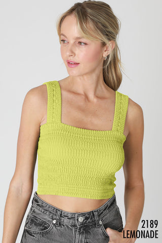 Shirred Square Neck Crop Top