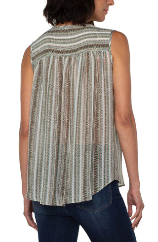Sleeveless Tie Front Top