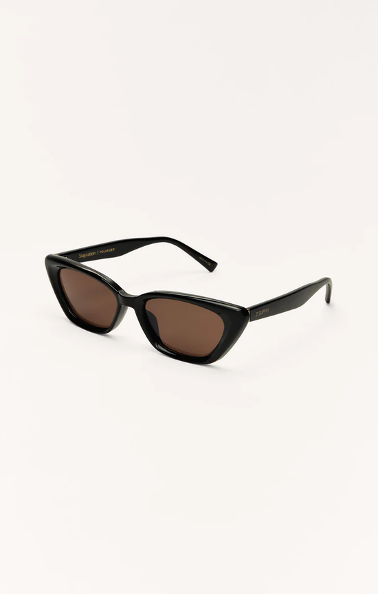 Staycation Polarized Sunglasses / Polished Black - Brown