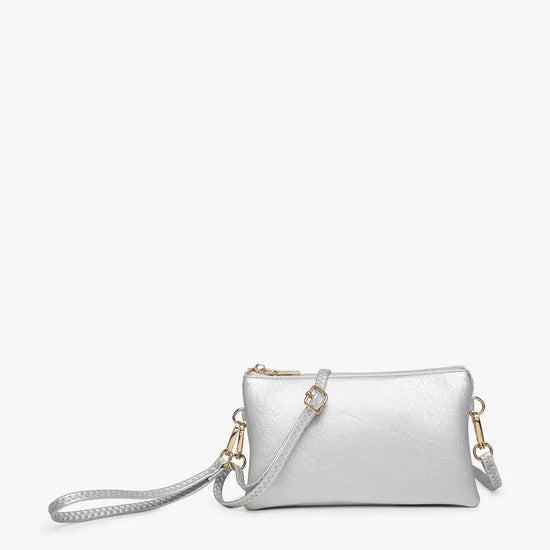 Load image into Gallery viewer, Riley Crossbody Wristlet Bright Silver
