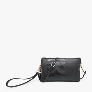 Riley Lizard Crossbody Wristlet Black