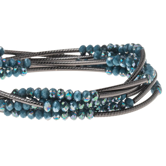 Load image into Gallery viewer, BR046 Wrap Bracelet / Necklace Peacock / Hematite
