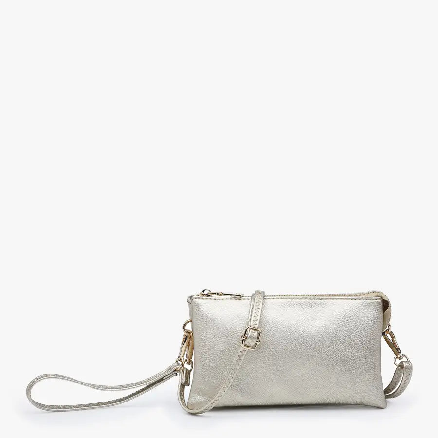 Load image into Gallery viewer, Riley Crossbody Wristlet Light Gold
