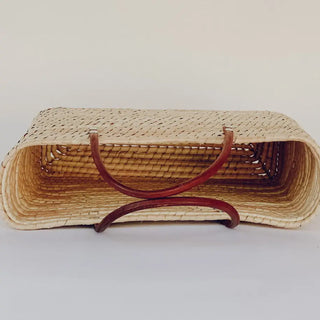 Juniper Straw Market Tote w/ Leather